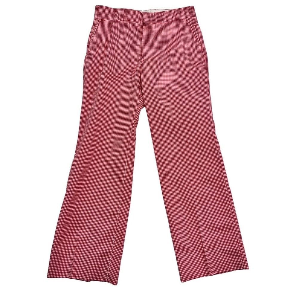 vtg Bullocks 34x30 Red White Gingham Check Dress Pants Trouser Cotton Wide Leg